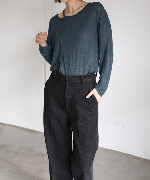 select MOCA Et(セレクトモカエト)の「【Et】Semi-Flared Denim Pants(デニムパンツ・レディース・ブラック/インディゴブルー・LARGE/MEDIUM)」の9枚目の写真