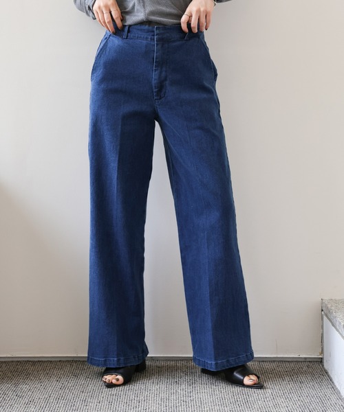 select MOCA Et(セレクトモカエト)の「【Et】Semi-Flared Denim Pants(デニムパンツ・レディース・ブラック/インディゴブルー・LARGE/MEDIUM)」の3枚目の写真