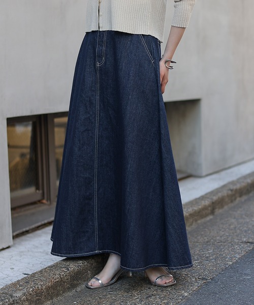COLONY 2139（コロニートゥーワンスリーナイン）の「デニムフレアスカート（デニムスカート・レディース・サックスブルー/ネイビー・S/M）」の20枚目の写真
