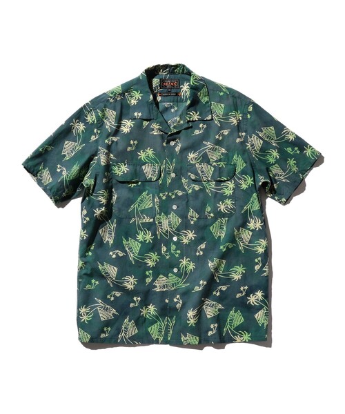 BEAMS PLUS（ビームスプラス）の「バティック プリント オープンカラー シャツ（シャツ/ブラウス・メンズ・オレンジ/グリーン・S/L/M/XL）」の2枚目の写真