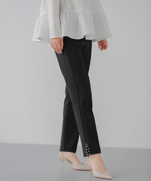 Fit more（フィットモア）の「パールスリットテーパードパンツ（その他パンツ・レディース・ネイビー/ピンク/ブラック・PS/S/M）」の4枚目の写真