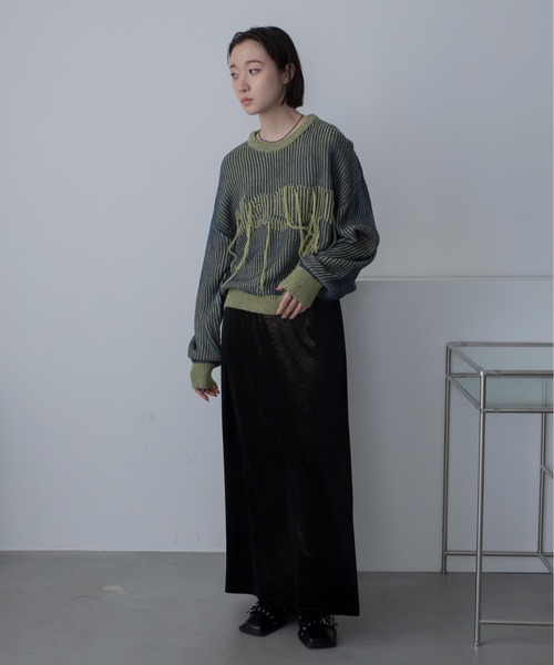 VACANCY(ヴァカンシー)の「ロゴ配色ショート丈リブトップス(ニット/セーター・レディース・ブラック/グレー/ダークブルー・FREE)」の14枚目の写真