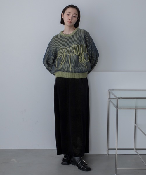 VACANCY(ヴァカンシー)の「ロゴ配色ショート丈リブトップス(ニット/セーター・レディース・ブラック/グレー/ダークブルー・FREE)」の15枚目の写真