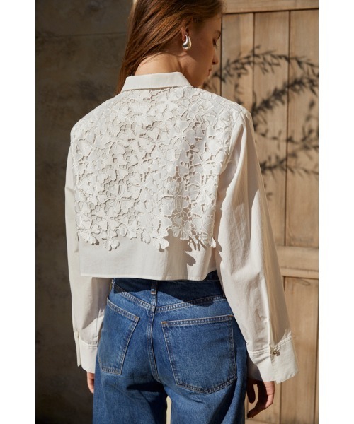 Estella.K エステラケー 切り替えレースブラウス Josie Blouse Lace Blouse クロップレースシャツ（シャツ/ブラウス