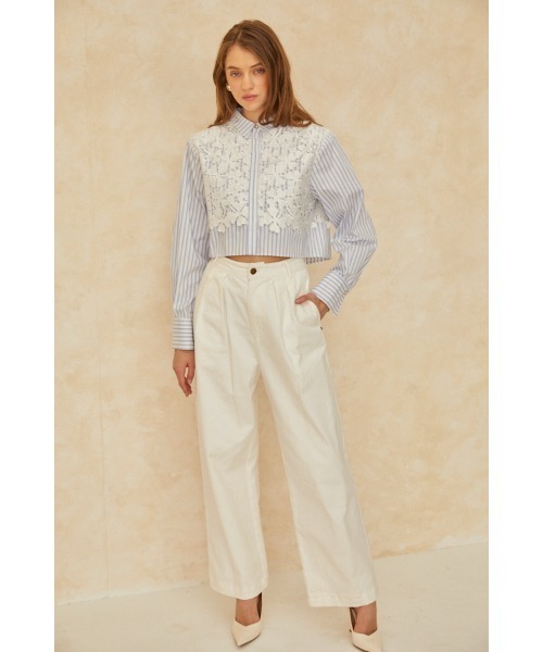Estella.K(エステラケー)の「Josie Blouse Lace Blouse クロップレースシャツ(シャツ/ブラウス・レディース・サックスブルー/ホワイト・FREE)」の21枚目の写真