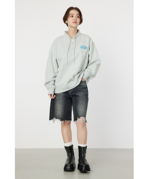 RODEO CROWNS WIDE BOWL(ロデオクラウンズワイドボウル)の「ダメージDENIM バミューダパンツ(デニムパンツ・レディース・ブラック/ブルー・SMALL/MEDIUM)」の7枚目の写真