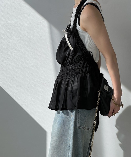 ギャザーフレア シアーエプロントップ chw25s028-ファッション通販