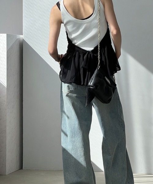 chuclla（チュクラ）の「ギャザーフレア シアーエプロントップ chw25s028（その他トップス・レディース・ブラック・FREE）」の7枚目の写真