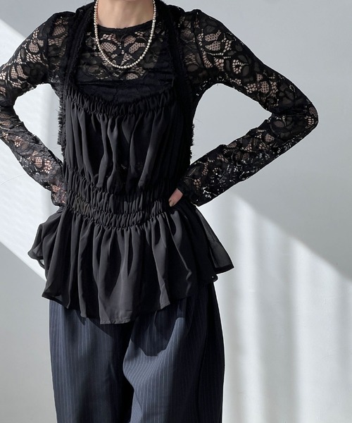 chuclla（チュクラ）の「ギャザーフレア シアーエプロントップ chw25s028（その他トップス・レディース・ブラック・FREE）」の8枚目の写真