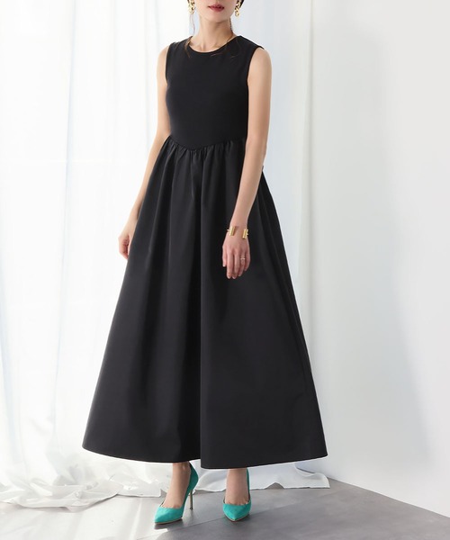 ✨CELFORD✨異素材 ドッキングワンピース ロング フレア Aライン