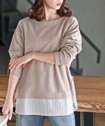 ラメストライプシャツフェィクチュニック