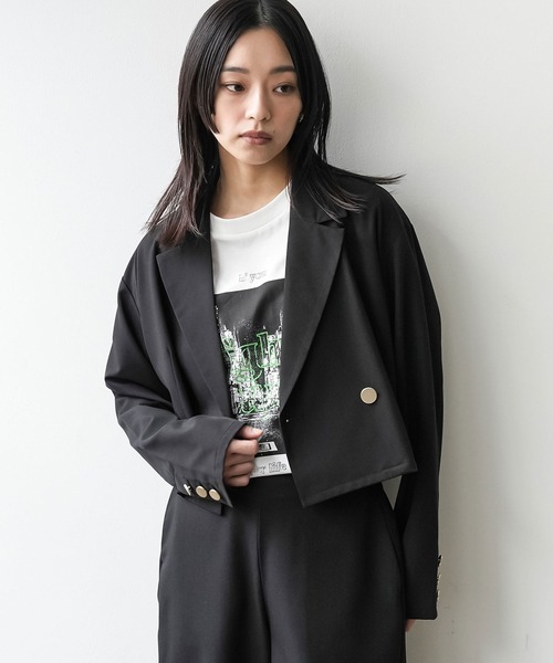mili an deni(ミリアンデニ)の「ショートテーラードジャケット(テーラードジャケット・レディース・ブラック/ベージュ/グレー・M)」の2枚目の写真