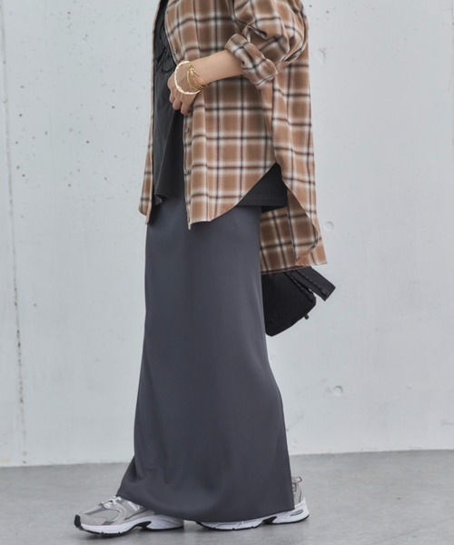 Doux archives（ドゥアルシーヴ）の「リブロングタイトスカート（スカート・レディース・ブラック/アイボリー/グリーン/モカ/キャメル/ブラウン/チャコールグレー・38/36）」の3枚目の写真