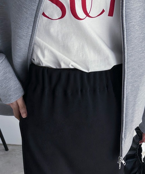 Doux archives（ドゥアルシーヴ）の「リブロングタイトスカート（スカート・レディース・ブラック/アイボリー/グリーン/モカ/キャメル/ブラウン/チャコールグレー・38/36）」の11枚目の写真