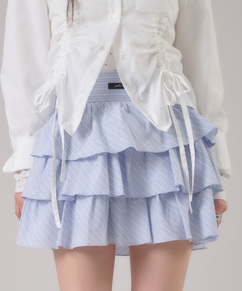 apres jour mignon（アプレジュールミニョン）の「アソートティアードミニスカート【ZOZOTOWN限定アイテム】（スカート・レディース・ブラック/オフホワイト/グレー/アイボリー/ブルー・X-LARGE/フリー）」の5枚目の写真