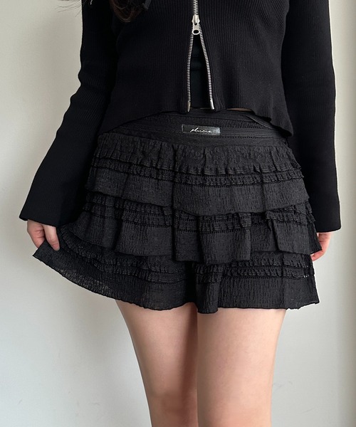 apres jour mignon（アプレジュールミニョン）の「アソートティアードミニスカート【ZOZOTOWN限定アイテム】（スカート・レディース・ブラック/オフホワイト/グレー/アイボリー・X-LARGE/フリー）」の8枚目の写真