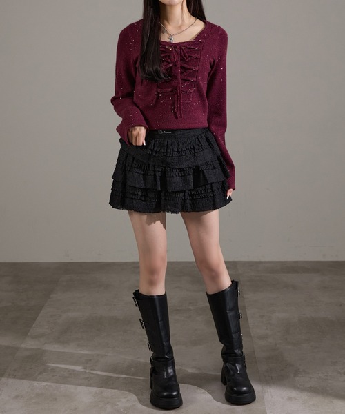 apres jour mignon（アプレジュールミニョン）の「アソートティアードミニスカート【ZOZOTOWN限定アイテム】（スカート・レディース・ブラック/オフホワイト/グレー/アイボリー・X-LARGE/フリー）」の15枚目の写真