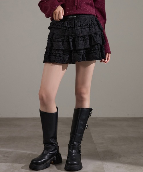 apres jour mignon（アプレジュールミニョン）の「アソートティアードミニスカート【ZOZOTOWN限定アイテム】（スカート・レディース・ブラック/オフホワイト/グレー/アイボリー・X-LARGE/フリー）」の16枚目の写真