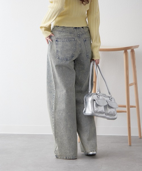 continuer de NICE CLAUP（コンティニューデナイスクラップ）の「【履くだけで一目置かれる存在に！】ストーン付デニムパンツ（デニムパンツ・レディース・ブラック/ブルー系その他/ケミカルウォッシュ・MEDIUM/LARGE）」の22枚目の写真