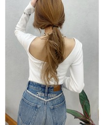 EVRIS | 【WEB限定】バックオープンリブトップス(Tシャツ/カットソー)