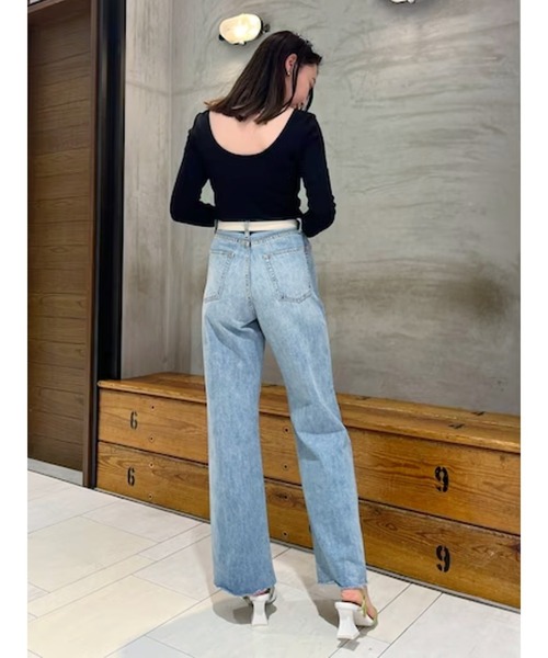 EVRIS(エヴリス)の「【WEB限定】バックオープンリブトップス(Tシャツ/カットソー・レディース・ホワイト/ブラック/ピンク/モカ・FREE)」の14枚目の写真