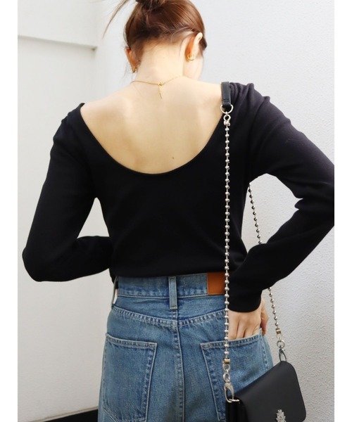 EVRIS(エヴリス)の「【WEB限定】バックオープンリブトップス(Tシャツ/カットソー・レディース・ホワイト/ブラック/ピンク/モカ・FREE)」の15枚目の写真