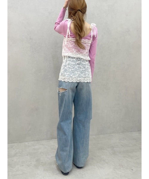 EVRIS(エヴリス)の「【WEB限定】バックオープンリブトップス(Tシャツ/カットソー・レディース・ホワイト/ブラック/ピンク/モカ・FREE)」の19枚目の写真