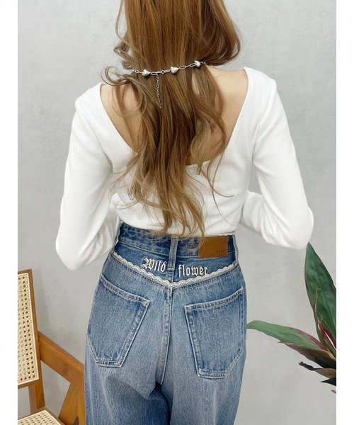 EVRIS(エヴリス)の「【WEB限定】バックオープンリブトップス(Tシャツ/カットソー・レディース・ホワイト/ブラック/ピンク/モカ・FREE)」の20枚目の写真