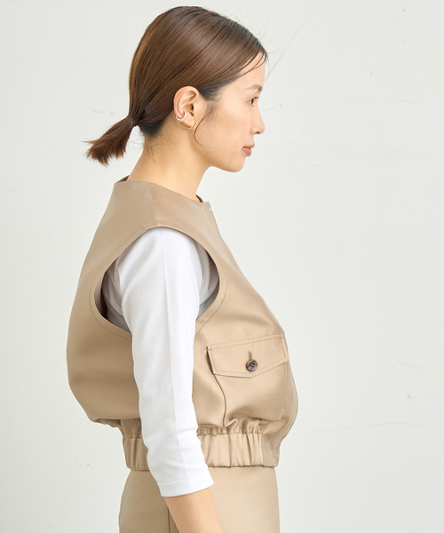 IENA（イエナ）の「シルクコンツイルノーカラーベスト（その他アウター