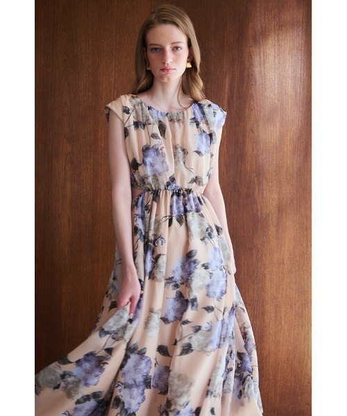 Estella.K モノクロマティックプリントドレス Elise Long Dress モノクロマティックプリントドレス