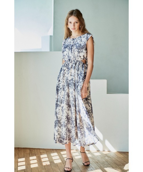 Estella.K モノクロマティックプリントドレス Elise Long Dress モノクロマティックプリントドレス