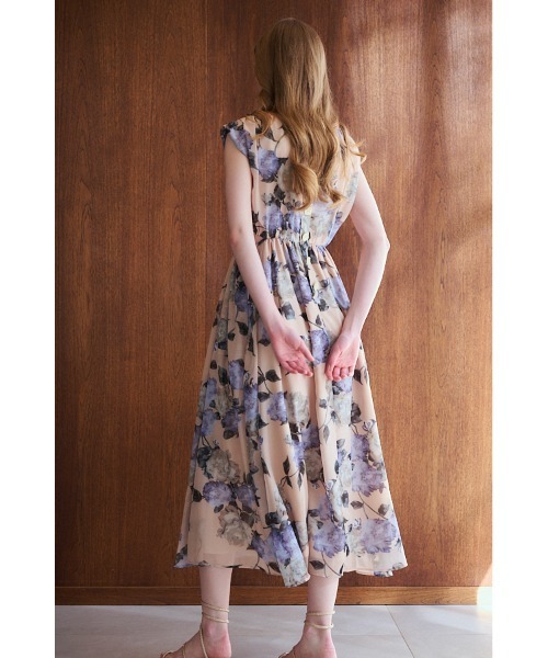 Ravello Print Long Dress カットアウトプリントドレス