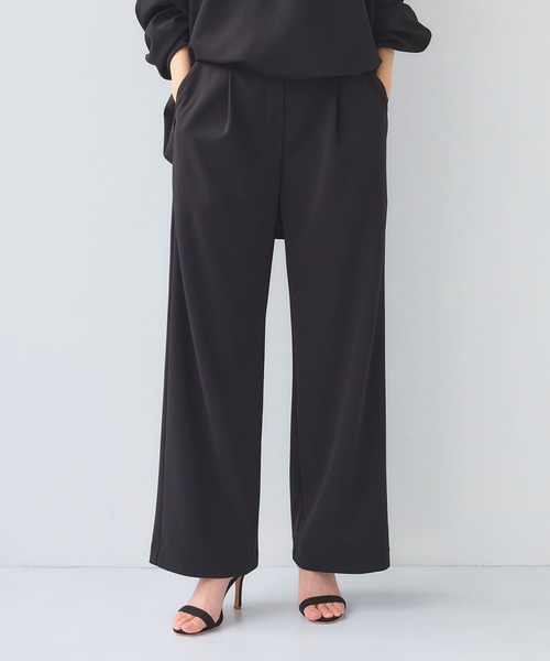 CROSS FUNCTION（クロスファンクション）の「《シワになりにくい》サマ美え ジョーゼットワイドパンツ【CF/クロスファンクション】（その他パンツ・レディース・ライトベージュ/ネイビー/ブラック・L/M/LL）」の2枚目の写真