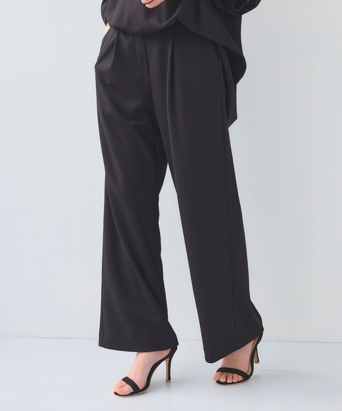 CROSS FUNCTION（クロスファンクション）の「《シワになりにくい》サマ美え ジョーゼットワイドパンツ【CF/クロスファンクション】（その他パンツ・レディース・ライトベージュ/ネイビー/ブラック・L/M/LL）」の4枚目の写真