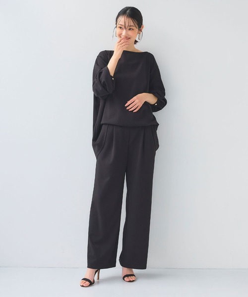 CROSS FUNCTION（クロスファンクション）の「《シワになりにくい》サマ美え ジョーゼットワイドパンツ【CF/クロスファンクション】（その他パンツ・レディース・ライトベージュ/ネイビー/ブラック・L/M/LL）」の8枚目の写真