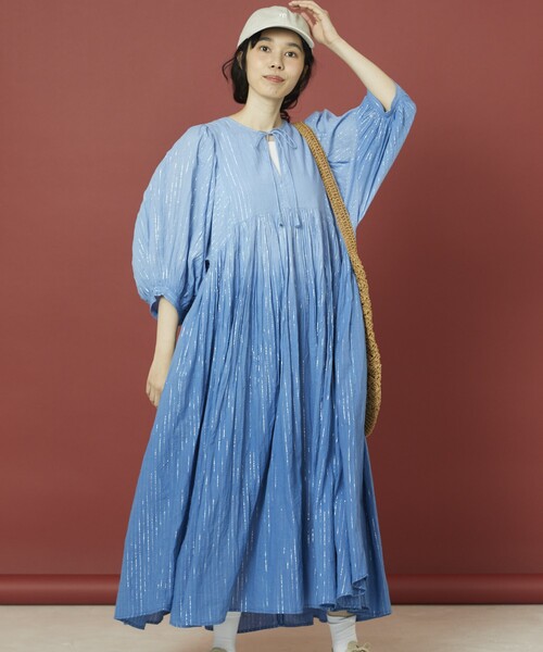 Freada(フリーダ)の「Freada/フリーダ インド ラメ グラデーション ワンピース(ワンピース・レディース・ブルー/ピンク・フリ-)」の10枚目の写真