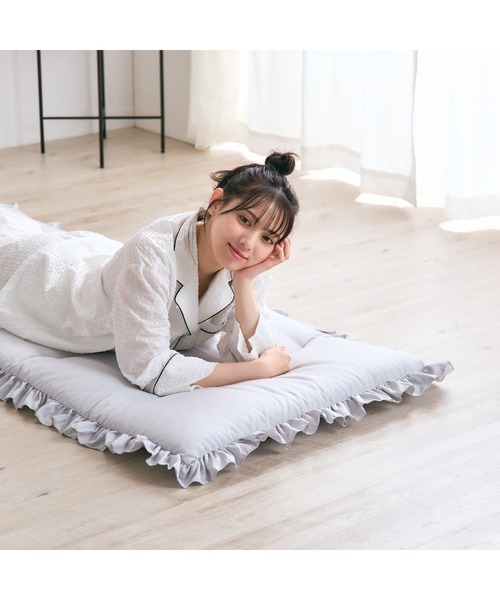 オンラインショップ限定】フリル ごろ寝マット 700×1800 グレー（ラグ