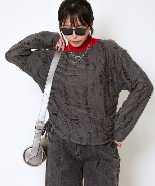GORGE(ゴージ)の「脇ドロストダメージトップス(Tシャツ/カットソー・レディース・ブラウン/チャコール・F)」の10枚目の写真