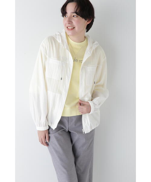 human woman（ヒューマンウーマン）の「◆コットンナイロンタイプライターシアーフーディーブルゾン（ブルゾン・レディース・ホワイト系その他/ホワイト・MEDIUM）」の3枚目の写真