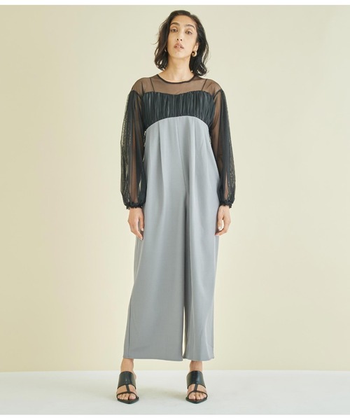 Settimissimo（セッティミッシモ）の「チュールトップス ドッキング オールインワン（つなぎ/オールインワン・レディース・ブラック/グレー・FREE）」の11枚目の写真