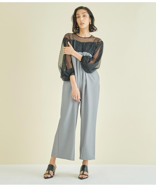 Settimissimo（セッティミッシモ）の「チュールトップス ドッキング オールインワン（つなぎ/オールインワン・レディース・ブラック/グレー・FREE）」の12枚目の写真