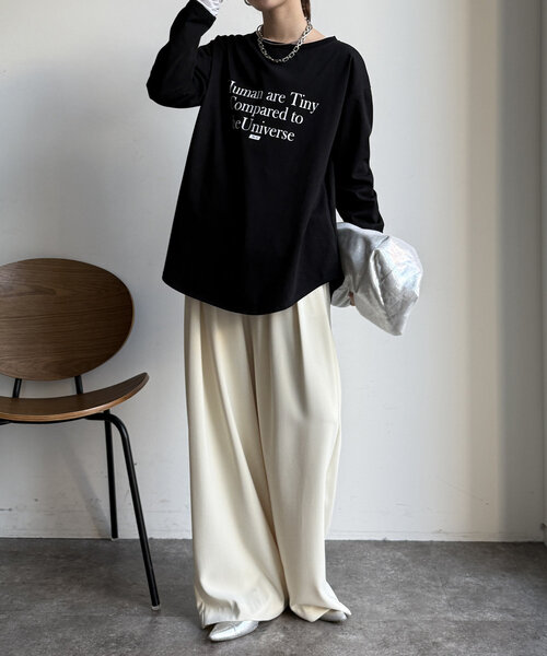DouDou（ドゥドゥ）の「【WEB限定】HUMAN ARE TINY ロンTEE（Tシャツ/カットソー・レディース・ホワイト/ブラック/ベージュ・FREE）」の6枚目の写真