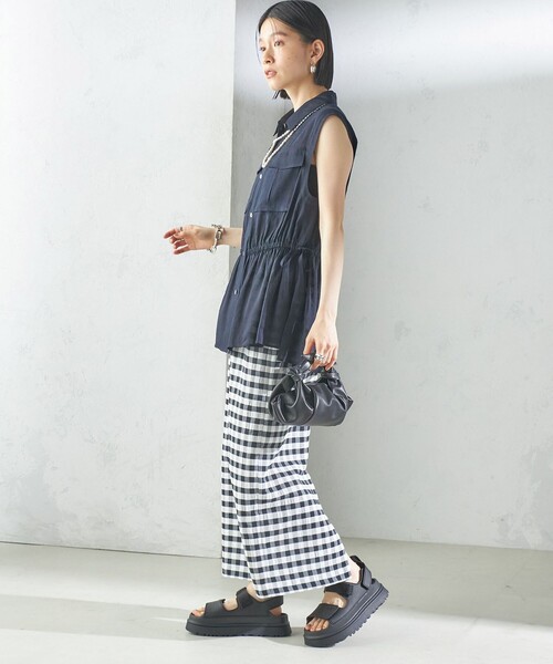 SHIPS（シップス）の「〈手洗い可能〉ギンガム チェック タイト スカート（スカート・レディース・ブラック・36/38）」の4枚目の写真