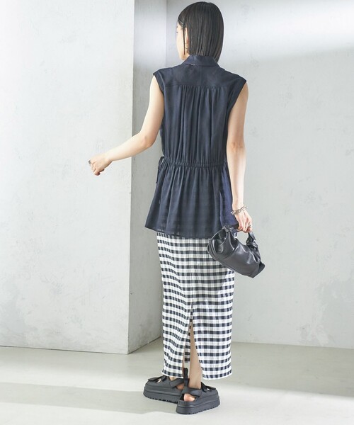 SHIPS（シップス）の「〈手洗い可能〉ギンガム チェック タイト スカート（スカート・レディース・ブラック・36/38）」の5枚目の写真