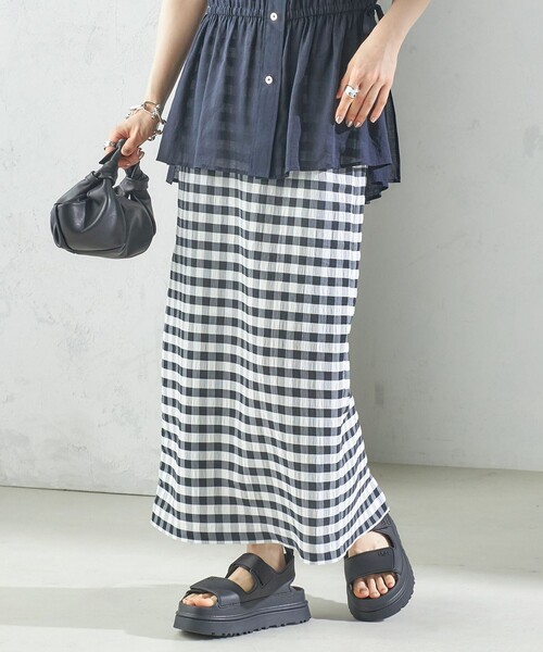 SHIPS（シップス）の「〈手洗い可能〉ギンガム チェック タイト スカート（スカート・レディース・ブラック・36/38）」の8枚目の写真