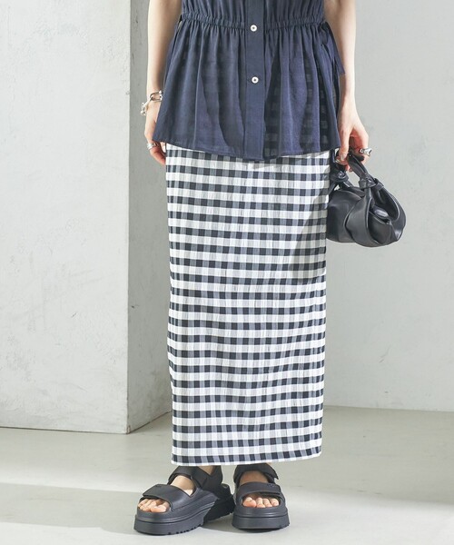 SHIPS（シップス）の「〈手洗い可能〉ギンガム チェック タイト スカート（スカート・レディース・ブラック・36/38）」の12枚目の写真