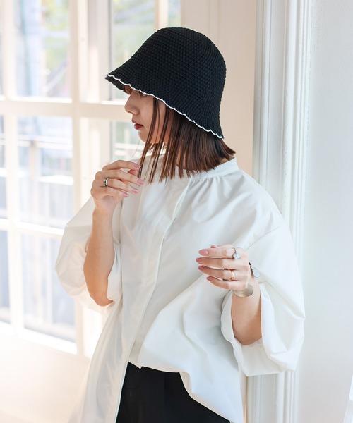 スカラップサーモチューリップハット バイカラー バケットハット 深め