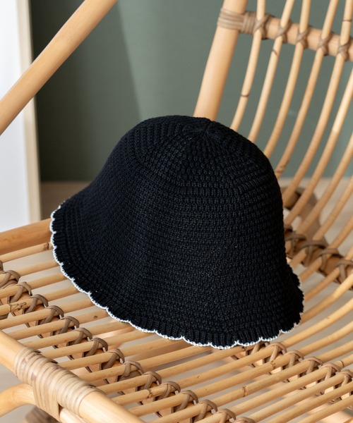 VitaFelice（ヴィータフェリーチェ）の「スカラップサーモチューリップハット バイカラー バケットハット 深め ペーパーハット クローシュハット（ハット・レディース・ベージュ/モカ/ブラック・FREE）」の12枚目の写真