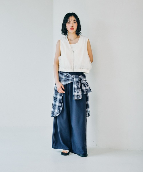 LEPSIM（レプシィム）の「チュールドッキングベスト　310085（その他アウター・レディース・チャコールグレー/カーキ/アイボリー・FREE）」の6枚目の写真