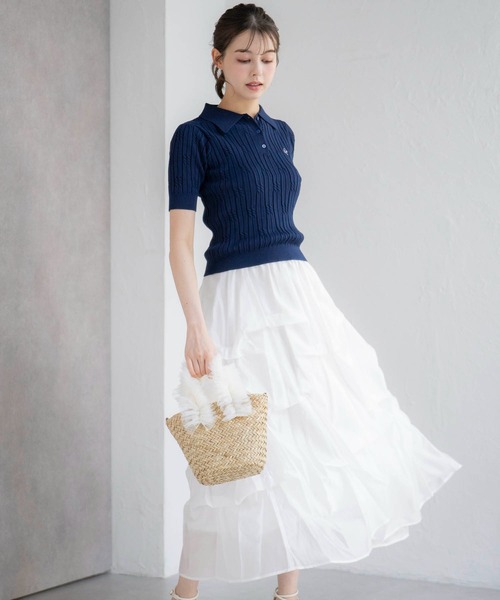 NOELA(ノエラ)の「ランダムタックシアースカート(スカート・レディース・オフホワイト/イエロー/ベージュ・S/M)」の2枚目の写真